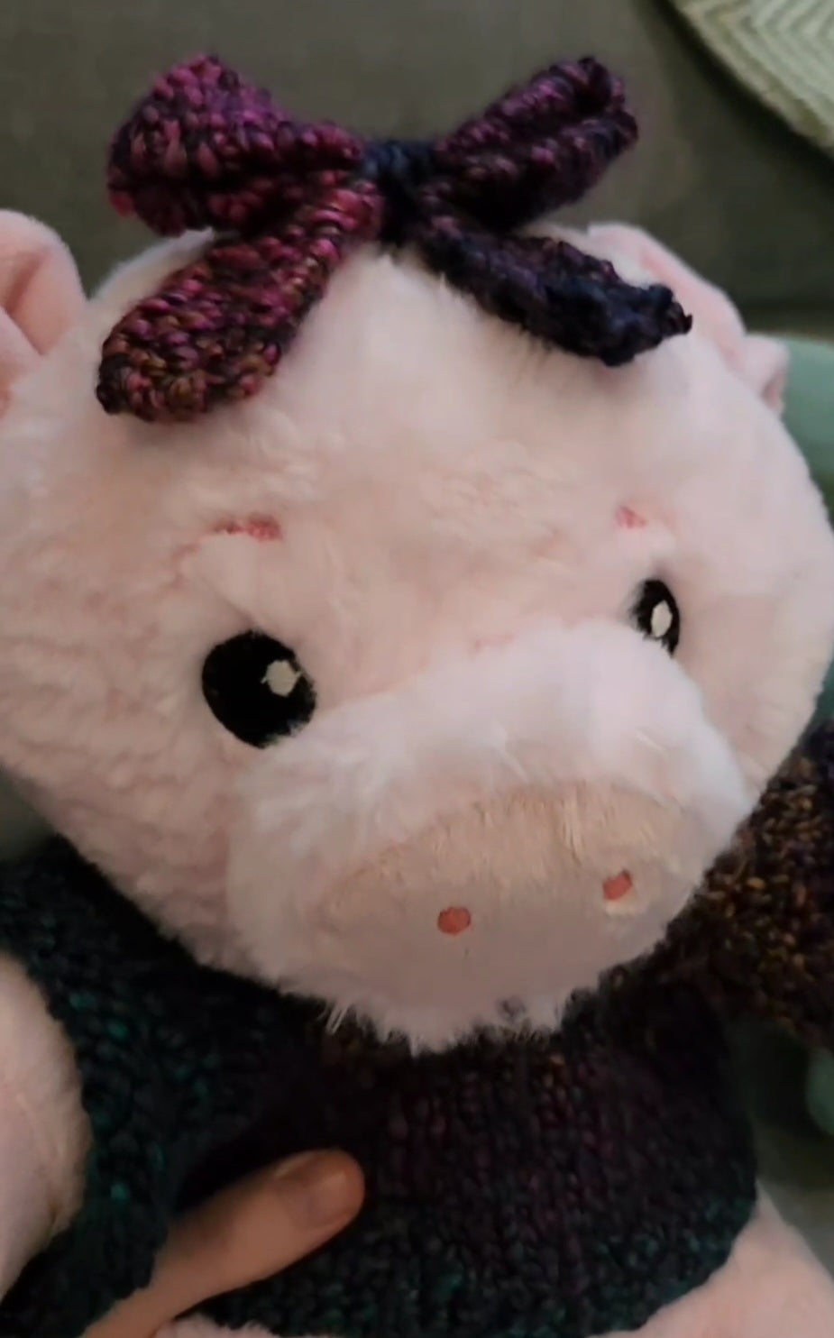Stuffed Pig with Sweater and a Bow