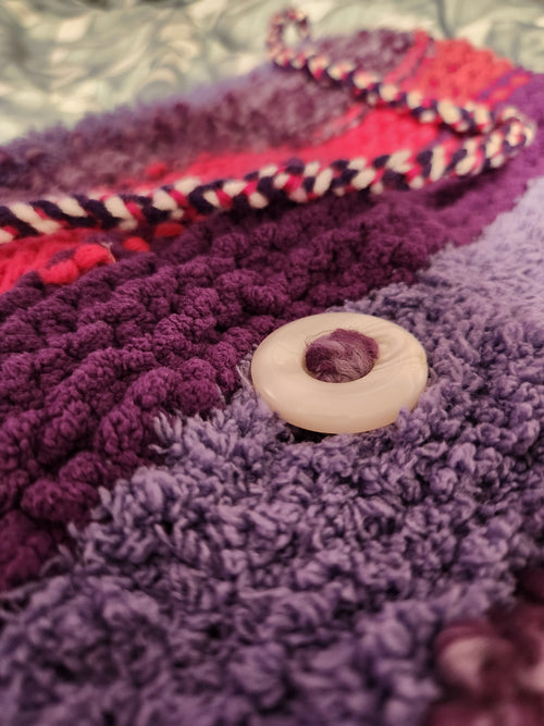 Hand Knit Purple and Pink Bag
